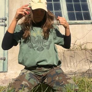 Vintage USA Navy Green T shirt